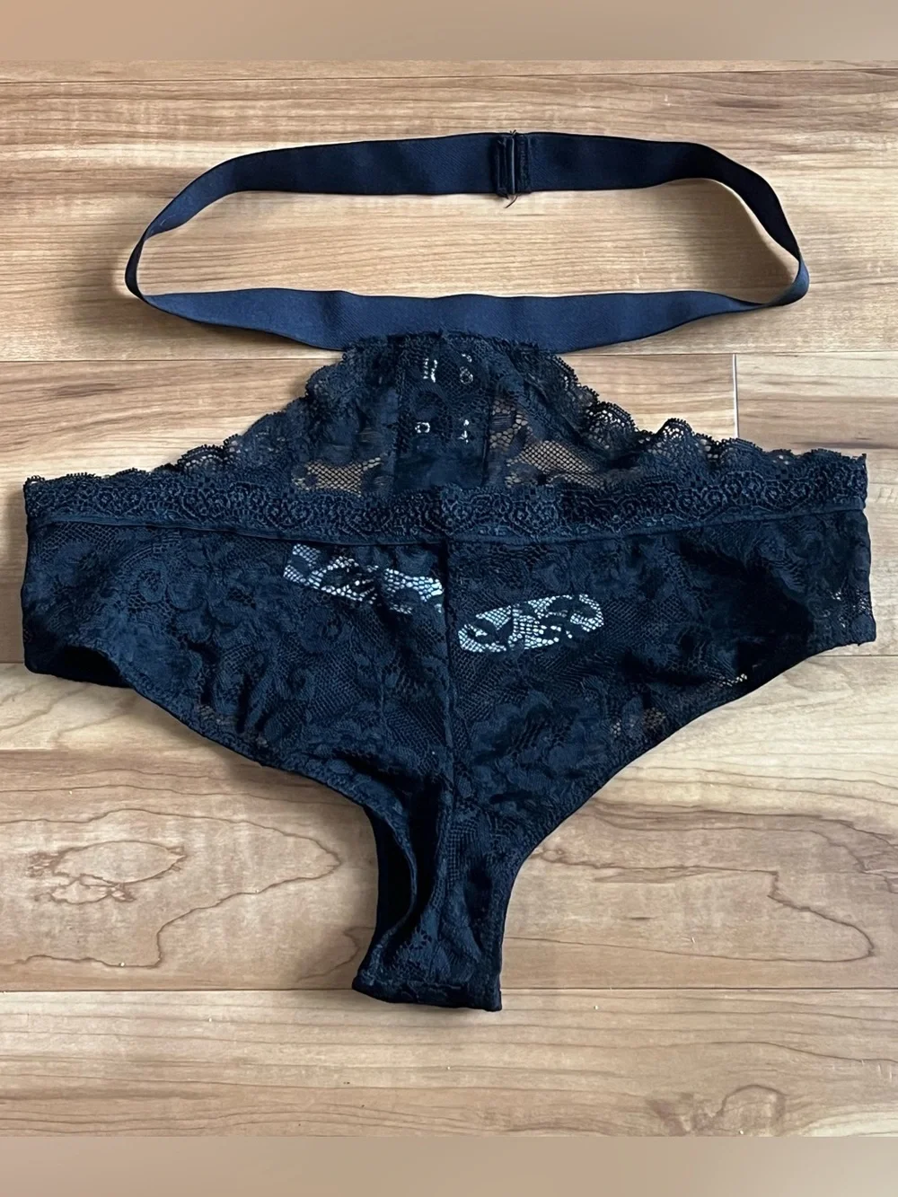 Adore Me Black Lace Cheeky Panty w/ Hook Detail NWT Y2K Lingerie - Picture 5 of 8